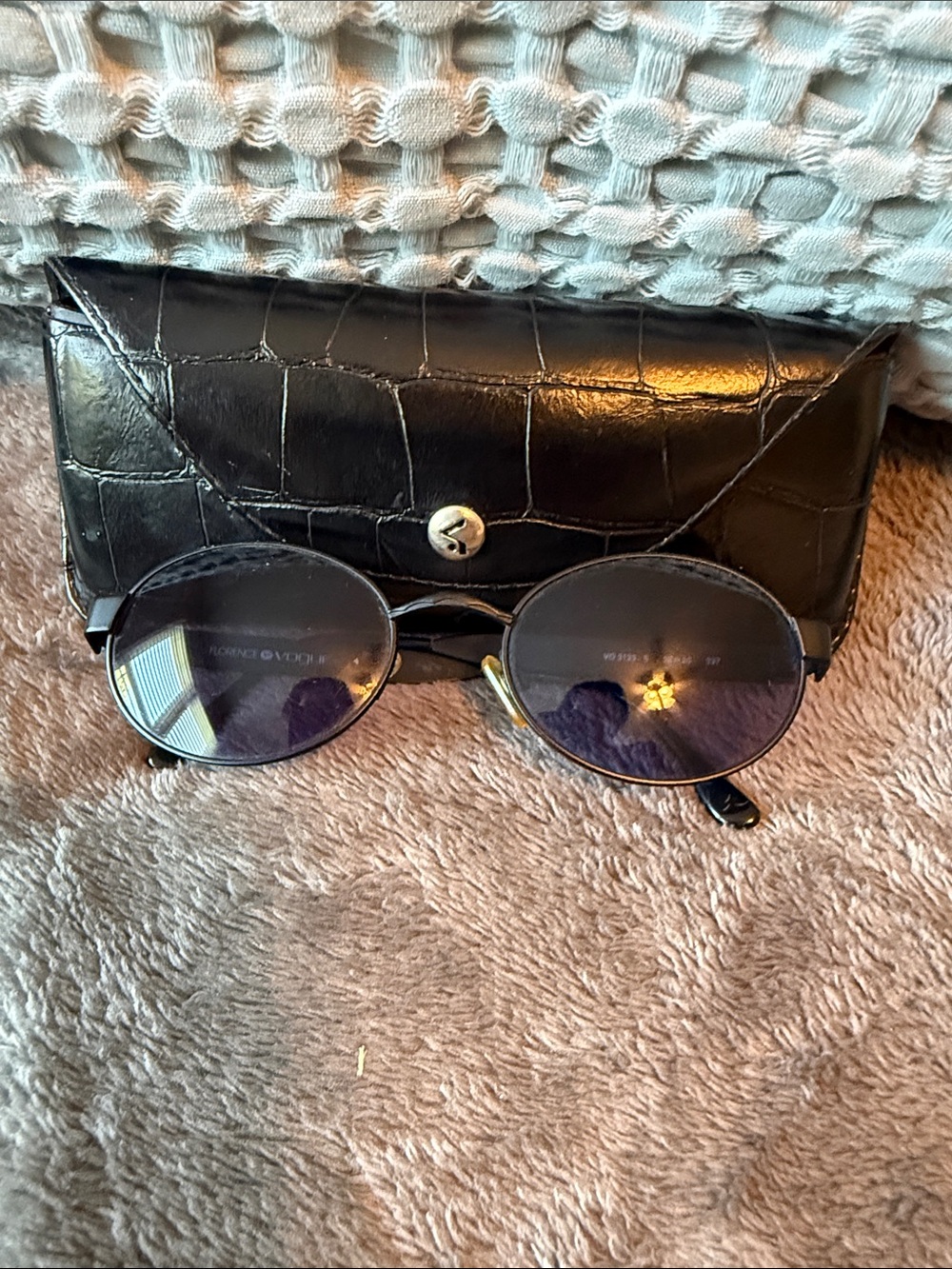 Vogue Eyewear Black Frame Sunglasses with Purple-Tinted Lenses